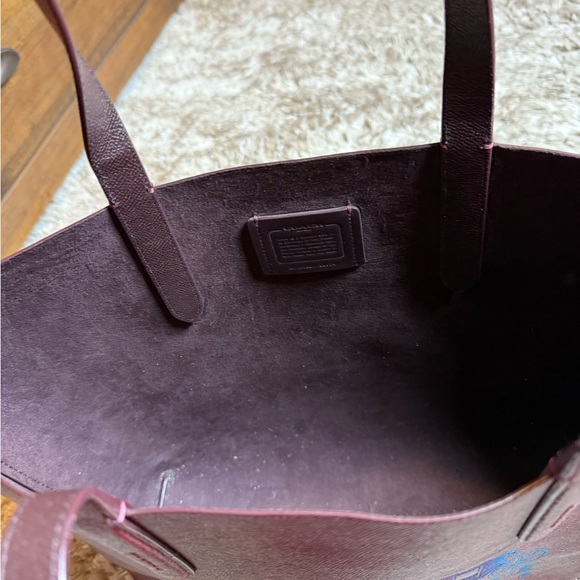 Authentic  Coach Burgundy Tote with Colorful Logo and matching wallet - Picture 6 of 10